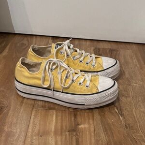 Converse Yellow Low-Top Canvas Platform Sneakers